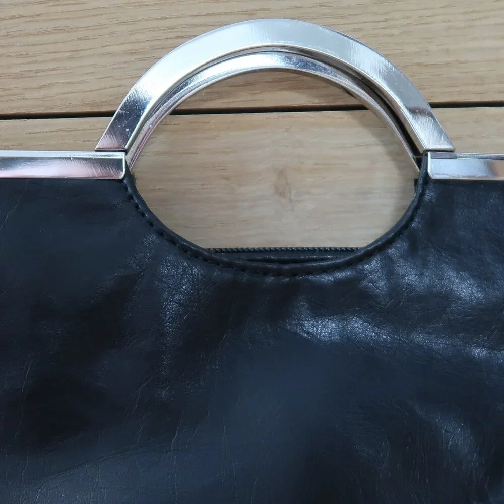 Candie's Black Boho Clutch Wallet Purse Silver Hardware Red Liner Vintage